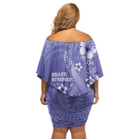 Polynesia Stomach Cancer Awareness Off Shoulder Short Dress Periwinkle Ribbon Brave Strong! LT14 - Polynesian Pride