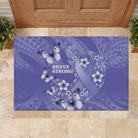 Polynesia Stomach Cancer Awareness Rubber Doormat Periwinkle Ribbon Brave Strong!
