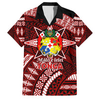 Malo e lelei Tonga Family Matching Long Sleeve Bodycon Dress and Hawaiian Shirt Tongan Ngatu Pattern Red Version LT14 Dad's Shirt - Short Sleeve Red - Polynesian Pride
