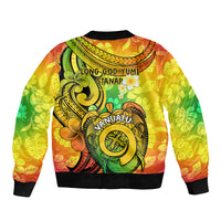 Halo Vanuatu Bomber Jacket Sand Drawing Turtle Polynesian Tropical Flowers LT14 - Polynesian Pride