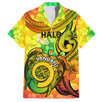 Halo Vanuatu Family Matching Off Shoulder Maxi Dress and Hawaiian Shirt Sand Drawing Turtle Polynesian Tropical Flowers LT14 Dad's Shirt - Short Sleeve Reggae - Polynesian Pride
