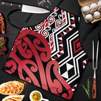 New Zealand Apron Aotearoa Kowhaiwhai Mix Taniko Art - Red - Polynesian Pride