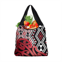 New Zealand Grocery Bag Aotearoa Kowhaiwhai Mix Taniko Art - Red LT14 1-pack One Size Red - Polynesian Pride