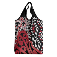 New Zealand Grocery Bag Aotearoa Kowhaiwhai Mix Taniko Art - Red LT14 - Polynesian Pride