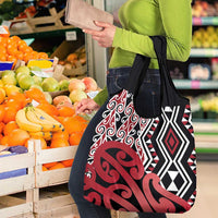 New Zealand Grocery Bag Aotearoa Kowhaiwhai Mix Taniko Art - Red LT14 - Polynesian Pride