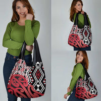 New Zealand Grocery Bag Aotearoa Kowhaiwhai Mix Taniko Art - Red LT14 - Polynesian Pride