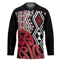 New Zealand Hockey Jersey Aotearoa Kowhaiwhai Mix Taniko Art - Red - Polynesian Pride