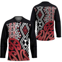 New Zealand Hockey Jersey Aotearoa Kowhaiwhai Mix Taniko Art - Red - Polynesian Pride