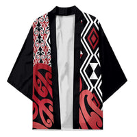 New Zealand Kimono Aotearoa Kowhaiwhai Mix Taniko Art - Red - Polynesian Pride