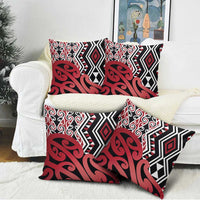 New Zealand Pillow Cover Aotearoa Kowhaiwhai Mix Taniko Art - Red - Polynesian Pride