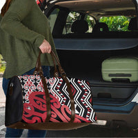New Zealand Travel Bag Aotearoa Kowhaiwhai Mix Taniko Art - Red - Polynesian Pride