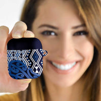 New Zealand AirPods Case Aotearoa Kowhaiwhai Mix Taniko Art - Blue LT14 - Polynesian Pride