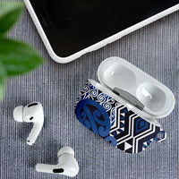 New Zealand AirPods Case Aotearoa Kowhaiwhai Mix Taniko Art - Blue LT14 - Polynesian Pride