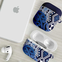 New Zealand AirPods Case Aotearoa Kowhaiwhai Mix Taniko Art - Blue LT14 - Polynesian Pride