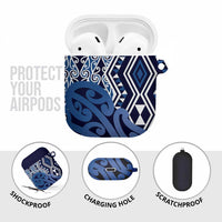 New Zealand AirPods Case Aotearoa Kowhaiwhai Mix Taniko Art - Blue LT14 - Polynesian Pride