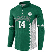 Custom Hawaii Volleyball Button Sweatshirt Hawaiian Kakau Pattern