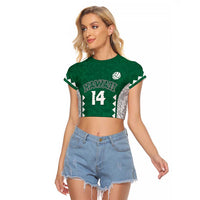 Custom Hawaii Volleyball Raglan Cropped T Shirt Hawaiian Kakau Pattern