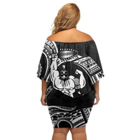 Black Hawaii Ikaika Warrior Off Shoulder Short Dress Hawaiian Power