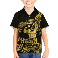 Gold Hawaii Ikaika Warrior Family Matching Puletasi and Hawaiian Shirt Hawaiian Power