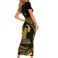 Gold Hawaii Ikaika Warrior Family Matching Short Sleeve Bodycon Dress and Hawaiian Shirt Hawaiian Power