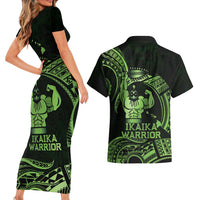Green Hawaii Ikaika Warrior Couples Matching Short Sleeve Bodycon Dress and Hawaiian Shirt Hawaiian Power