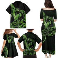 Green Hawaii Ikaika Warrior Family Matching Puletasi and Hawaiian Shirt Hawaiian Power