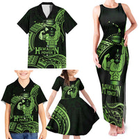Green Hawaii Ikaika Warrior Family Matching Tank Maxi Dress and Hawaiian Shirt Hawaiian Power