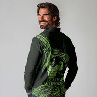 Green Hawaii Ikaika Warrior Long Sleeve Polo Shirt Hawaiian Power LT14 - Polynesian Pride