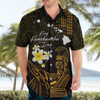Personalised Hawaii King Kamehameha Day Hawaiian Shirt Plumeria With Kakau Pattern - Gold LT14 - Polynesian Pride