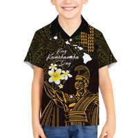 Personalised Hawaii King Kamehameha Day Hawaiian Shirt Plumeria With Kakau Pattern - Gold LT14 - Polynesian Pride