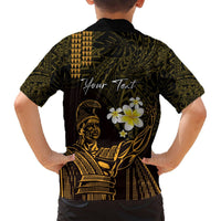 Personalised Hawaii King Kamehameha Day Hawaiian Shirt Plumeria With Kakau Pattern - Gold LT14 - Polynesian Pride