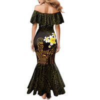 Personalised Hawaii King Kamehameha Day Mermaid Dress Plumeria With Kakau Pattern - Gold LT14 - Polynesian Pride