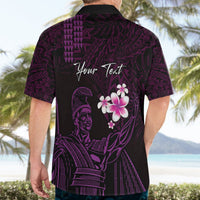Personalised Hawaii King Kamehameha Day Hawaiian Shirt Plumeria With Kakau Pattern - Purple LT14 - Polynesian Pride