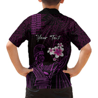 Personalised Hawaii King Kamehameha Day Hawaiian Shirt Plumeria With Kakau Pattern - Purple