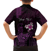 Personalised Hawaii King Kamehameha Day Hawaiian Shirt Plumeria With Kakau Pattern - Purple LT14 - Polynesian Pride