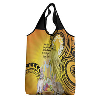Polynesia Easter Day Grocery Bag He Is Risen Lilium Longiflorum Polynesian Pattern