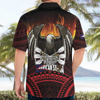 Fautasi Race Day American Samoa Hawaiian Shirt Bald Eagle Polynesian Tattoo