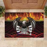 Fautasi Race Day American Samoa Rubber Doormat Bald Eagle Polynesian Tattoo