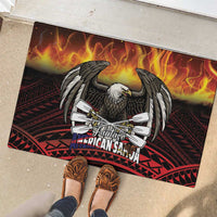 Fautasi Race Day American Samoa Rubber Doormat Bald Eagle Polynesian Tattoo