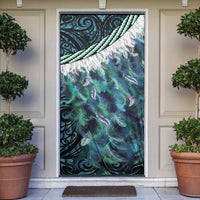 Turquoise Traditional Cloak Aotearoa Door Cover Maori Paua Shell Korowai Pattern - Polynesian Pride
