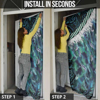 Turquoise Traditional Cloak Aotearoa Door Cover Maori Paua Shell Korowai Pattern - Polynesian Pride