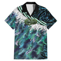 Turquoise Traditional Cloak Aotearoa Family Matching Mermaid Dress and Hawaiian Shirt Maori Paua Shell Korowai Pattern