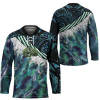 Turquoise Traditional Cloak Aotearoa Hockey Jersey Maori Paua Shell Korowai Pattern - Polynesian Pride
