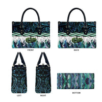 Turquoise Traditional Cloak Aotearoa Leather Bag Maori Paua Shell Korowai Pattern - Polynesian Pride