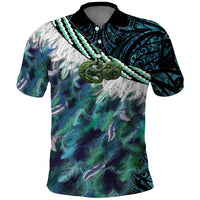 Turquoise Traditional Cloak Aotearoa Polo Shirt Maori Paua Shell Korowai Pattern LT14 Turquoise - Polynesian Pride
