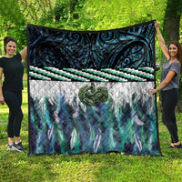 Turquoise Traditional Cloak Aotearoa Quilt Maori Paua Shell Korowai Pattern