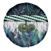 Turquoise Traditional Cloak Aotearoa Spare Tire Cover Maori Paua Shell Korowai Pattern