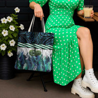 Turquoise Traditional Cloak Aotearoa Tote Bag Maori Paua Shell Korowai Pattern - Polynesian Pride