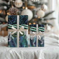 Turquoise Traditional Cloak Aotearoa Wrapping Paper Maori Paua Shell Korowai Pattern - Polynesian Pride