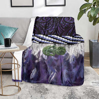 Purple Traditional Cloak Aotearoa Blanket Maori Paua Shell Korowai Pattern